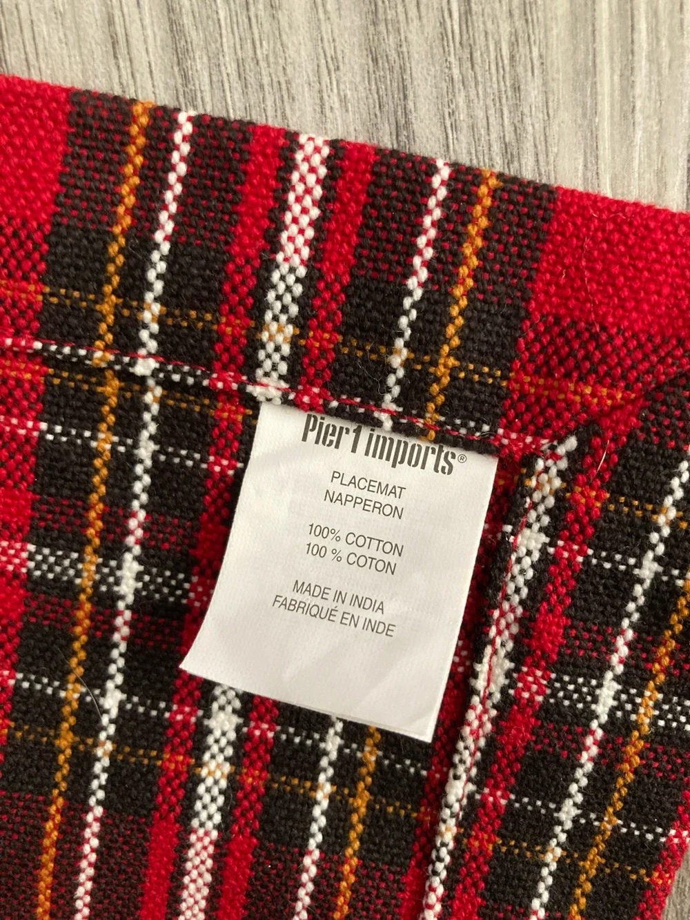 PIER 1 IMPORTS Tartan Plaid Red Checkered Set of 2 Placemats 17 x 13 inches